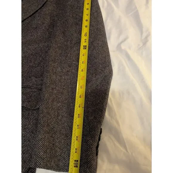 Land End Tweed Lambswool Herringbone Blazer Size 48 Reg 2 button - Picture 9 of 14